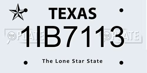1IB7113 Texas License Plate