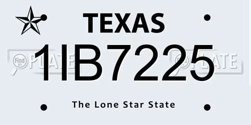 1IB7225 Texas License Plate
