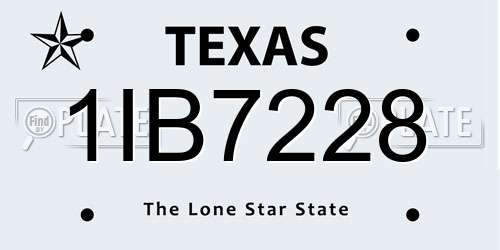 1IB7228 Texas License Plate