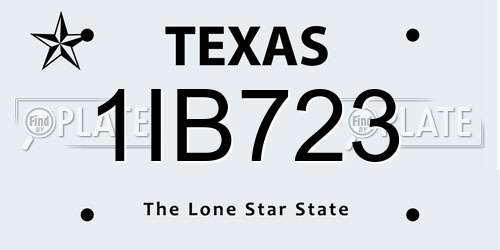 1IB723 Texas License Plate