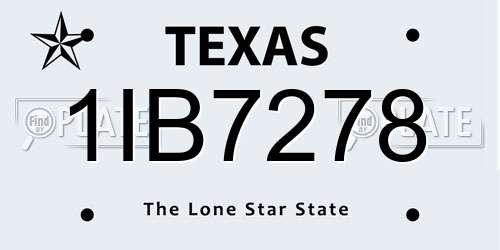 1IB7278 Texas License Plate