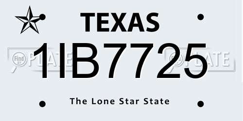 1IB7725 Texas License Plate