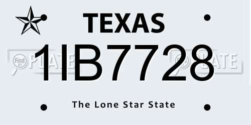 1IB7728 Texas License Plate