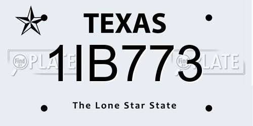 1IB773 Texas License Plate