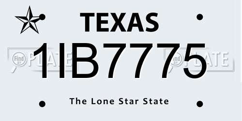 1IB7775 Texas License Plate