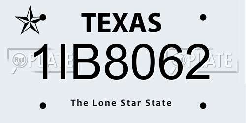 1IB8062 Texas License Plate