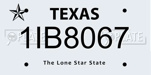 1IB8067 Texas License Plate