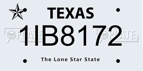 1IB8172 Texas License Plate