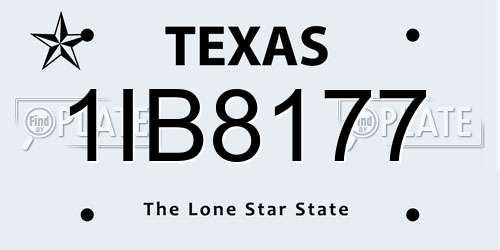 1IB8177 Texas License Plate