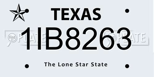 1IB8263 Texas License Plate