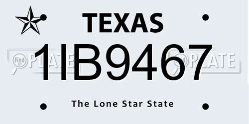 1IB9467 Texas License Plate