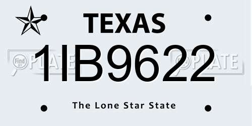 1IB9622 Texas License Plate