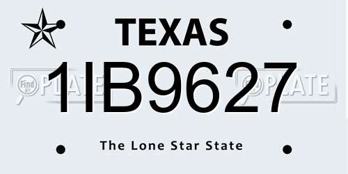 1IB9627 Texas License Plate