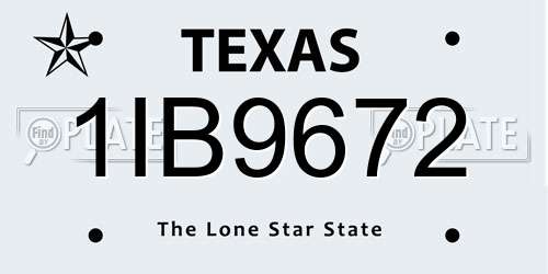 1IB9672 Texas License Plate
