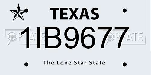1IB9677 Texas License Plate