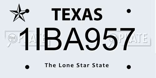 1IBA957 Texas License Plate