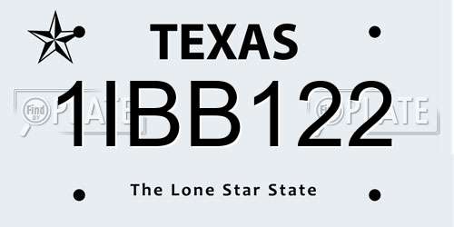 1IBB122 Texas License Plate