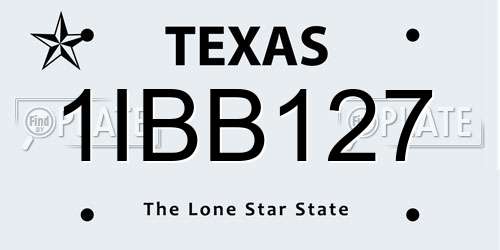 1IBB127 Texas License Plate