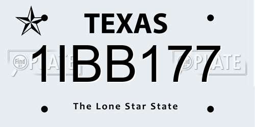 1IBB177 Texas License Plate