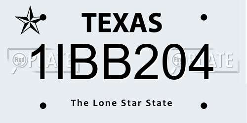 1IBB204 Texas License Plate