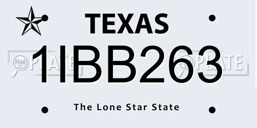1IBB263 Texas License Plate
