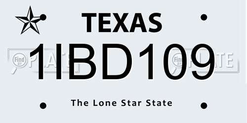 1IBD109 Texas License Plate
