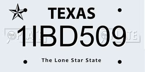 1IBD509 Texas License Plate