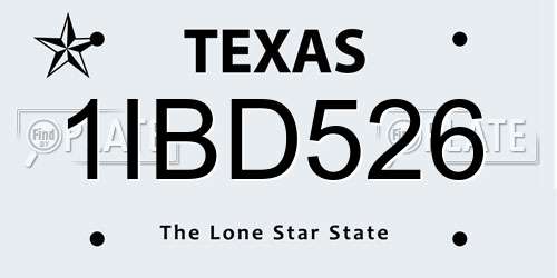 1IBD526 Texas License Plate