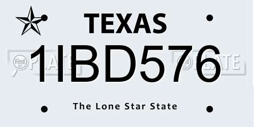 1IBD576 Texas License Plate