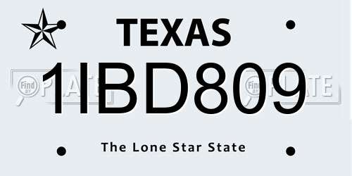 1IBD809 Texas License Plate