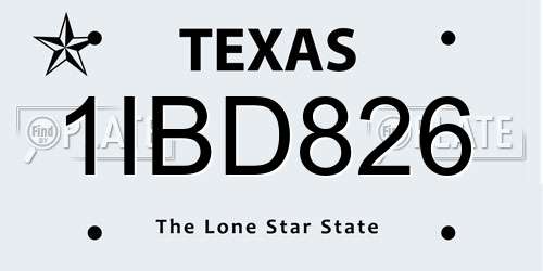 1IBD826 Texas License Plate