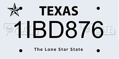 1IBD876 Texas License Plate