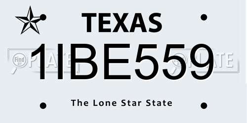 1IBE559 Texas License Plate