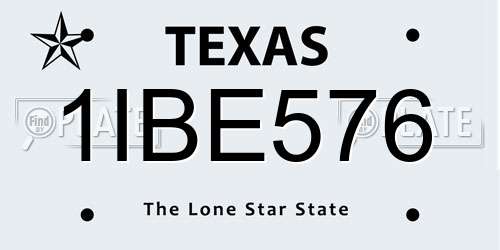 1IBE576 Texas License Plate