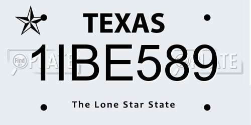 1IBE589 Texas License Plate