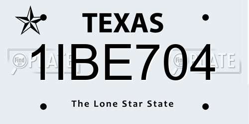 1IBE704 Texas License Plate