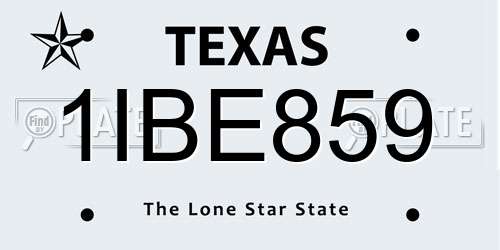 1IBE859 Texas License Plate