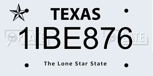 1IBE876 Texas License Plate