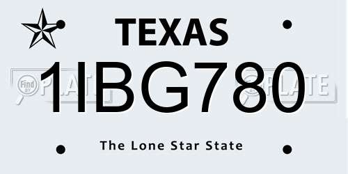 1IBG780 Texas License Plate