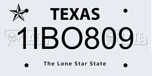 1IBO809 Texas License Plate