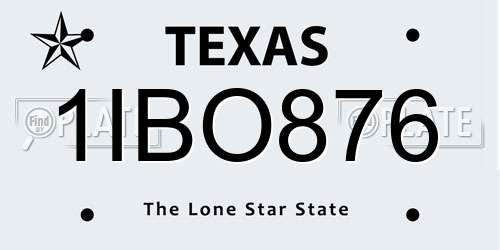 1IBO876 Texas License Plate