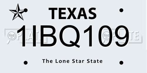 1IBQ109 Texas License Plate