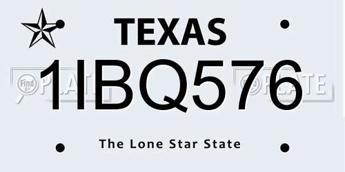 1IBQ576 Texas License Plate