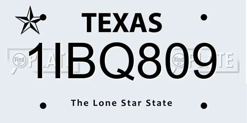 1IBQ809 Texas License Plate