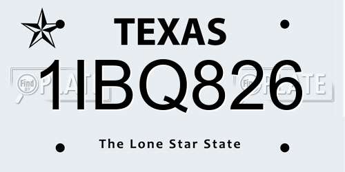 1IBQ826 Texas License Plate