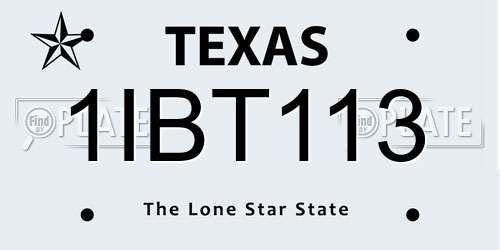 1IBT113 Texas License Plate
