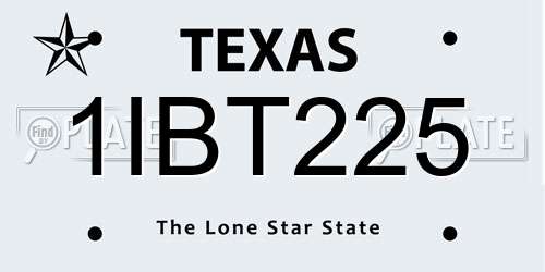 1IBT225 Texas License Plate