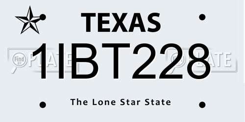 1IBT228 Texas License Plate