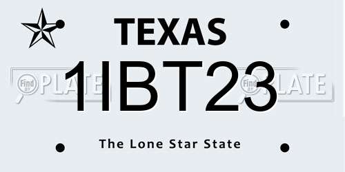 1IBT23 Texas License Plate