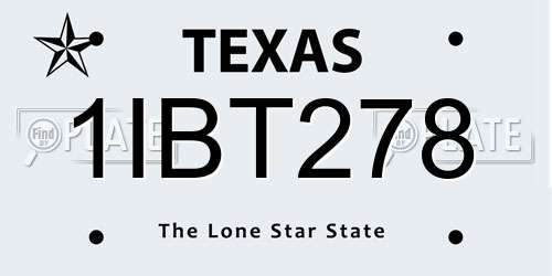 1IBT278 Texas License Plate